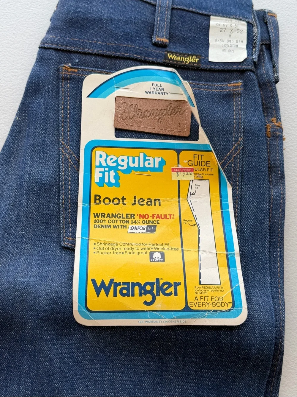 Vintage 70s Wrangler 945 DEN 27x32 Boot Jeans No Fault DEADSTOCK w Tags RARE Men